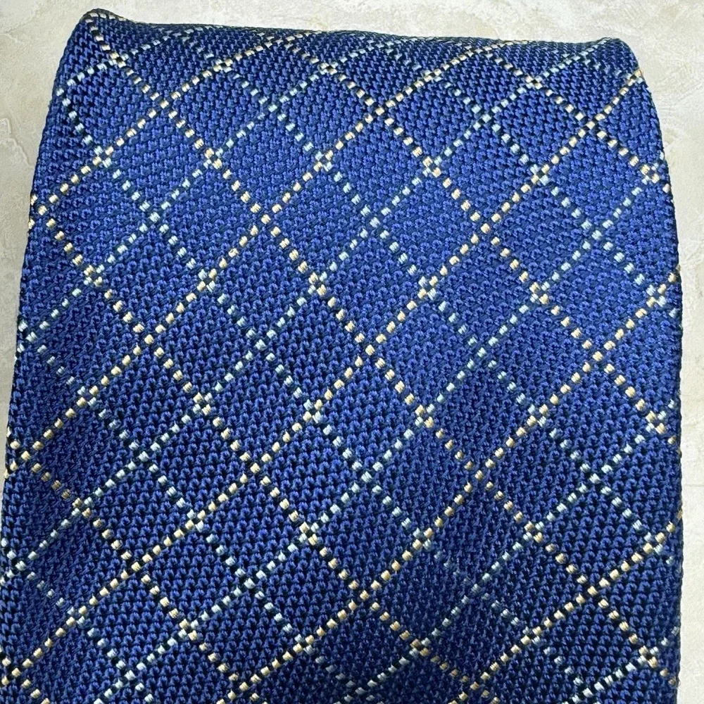 Pink Thomas Mens Silk Tie Blue Print 3 3/4